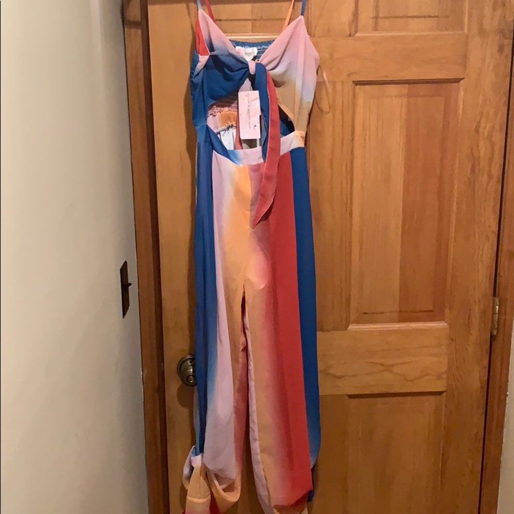 Multi-color Cut our Jumpsuit Lola Shoetique